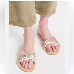 BEEK women 
Bell Metallic Crisscross Slide Sandal size 8 new